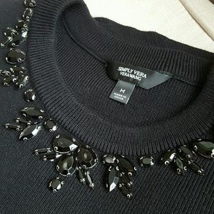 simply Vera medium women's sweater knitted beaded